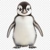 Cute Penguin Chick on Ice A small penguin chick standing on rocks or ice, with a clear background allowing for easy transparency.