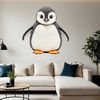 Cute Baby Penguin on Ice Background A young penguin chick stands on the ice, with a clear background allowing for easy use in designs.