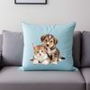 Whimsical Feline Canine Friends A cartoon puppy and kitten standing together on a clear transparent background.