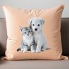 Adorable Puppy Kitten Combo Two adorable animals, a puppy and a kitten, combined into one image with a clear background in PNG format.