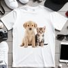 Cute Furry Friends Illustration A high-resolution transparent PNG image featuring a happy puppy and kitten in one illustration.