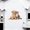 A cute puppy and kitten standing together on a transparent background.