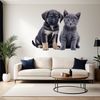 Playful Pet Pair An illustration of a playful dog-puppy and cat-kitten pair in a single transparent PNG image.