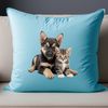Adorable Furry Friends Silhouette A cute puppy kitten sitting together on a plain background.