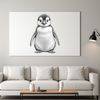 Penguin Baby on Frosty Background A small penguin chick stands on the ice, looking up with its big eyes.