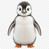 Cute Penguin Chick on Rocky Shore A small, flightless penguin chick with black and white feathers perched on a rocky shore.