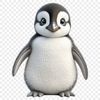 Cute Black and White Penguin Chick A small, black-and-white penguin chick standing on snow.