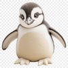 A small, cute penguin waddling on a icy surface with a clear background.