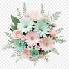 A colorful bouquet of flowers arranged in a decorative vase on a white background.
