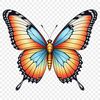 A colorful butterfly with vibrant wings on a transparent background.