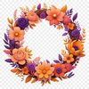 Elegant Flower Arrangement PNG A floral wreath with flowers and foliage arranged in a circular shape.