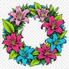 Decorative Flower Wreath PNG A transparent PNG image of a decorative flower wreath suitable for personal use in web design, invitations, and DIY projects.