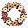 Clear Background Floral PNG A high-resolution floral wreath with clear background, suitable for sublimation print or DIY crafts.