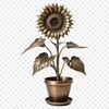 Vibrant Large Sunflower in a Pot A large, high-resolution sunflower in a flower pot with a clear background.