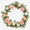Free High Resolution Flower Wreath A transparent floral wreath designed for digital applications with a clear background.