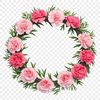 A digital floral wreath with a clear background.