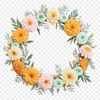 Beautiful DIY Decorative Wreath A high-resolution floral wreath with clear background, ideal for commercial or personal use in sublimation printing.