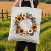 A high-resolution floral wreath made from sunflowers with a transparent background.