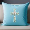 Beautiful Metal Cross with Floral Patterns A close-up photograph of a transparent crucifix with floral patterns etched into the metal.