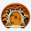 A transparent PNG image of a small fairy door with a clear background, perfect for sublimation printing or commercial use.