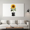 Beautiful Single Sunflower in Pot A high resolution illustration of a single sunflower in a flower pot with a clear transparent background.