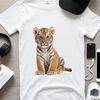 A large, high-resolution PNG image of a majestic tiger standing in a clear background.