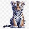A high-resolution illustration of a tiger in a clear background.