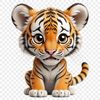 A high-resolution illustration of a tiger in a clear transparent background, suitable for commercial and personal use.