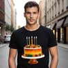 Layered Frosting Delight PNG A high-resolution transparent PNG image of a colorful birthday cake with layered frosting and candles.