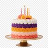 A colorful birthday cake with candles on top, ideal for personal or commercial projects requiring high-resolution images.