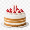 A colorful birthday cake on a transparent background, perfect for commercial or personal use.