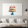 Colorful Cake Design for Commercial Projects A colorful birthday cake with candles on top, suitable for commercial use in various design projects.