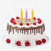 A high-resolution PNG image of a classic birthday cake with candles, ideal for printing or digital use.