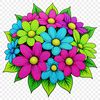 A colorful bouquet of flowers on a clear background, ideal for sublimation and print projects.