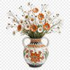 A colorful bouquet of fresh flowers arranged in a vase with a clear background.