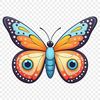A high-resolution illustration of a delicate insect with vibrant wings against a clear background.