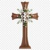 High Resolution Floral Cross PNG Image A high-resolution transparent cross with intricate details on a clear background.