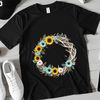 Beautiful Sunflower Wreath Design Floral sunflower wreath on a transparent background in high resolution.