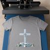 A high-resolution transparent PNG image of a Christian cross with floral patterns.