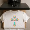 A high resolution transparent png image of a simple floral cross design suitable for commercial and personal use.