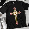 Sacred Cross Icon in Floral Design A high-resolution digital representation of a cross in a traditional religious design.