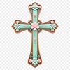 High-Quality Cross Design with Florals High-resolution illustration of a cross featuring floral patterns in a simple, religious design.