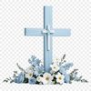 Beautiful Crucifix with Floral Patterns Transparent PNG image of a crucified cross with simple floral patterns in the background.