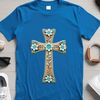 A simple illustration of a cross with floral accents in a transparent PNG format.