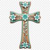 A transparent image of a crucifix with a clear background, suitable for sublimation printing or digital use.