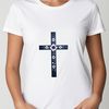 Floral Cross Silhouette PNG A transparent PNG image of a simple white cross with floral motifs etched into its surface.