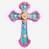 Simple Crucifix Design A transparent PNG image of a simple cross with intricate details, suitable for high-resolution printing or digital use.
