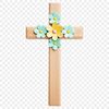 Beautiful Cross Design with Floral Elements A transparent PNG image of a simple cross with floral accents.