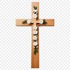 Transparent Cross with Floral Elements Transparent high-resolution image of a cross with floral elements in a clear background.
