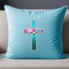 Transparent Cross Icon with Decorative Details A high-resolution transparent image of a simple cross with floral details, suitable for commercial and personal use.